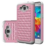 Galaxy J2 Prime Case, Galaxy Grand Prime Plus Case, Eflistone[Shock Absorption] Drop Protection Hybrid Armor Defender Protective Case Cover for Samsung Galaxy Grand Prime Plus / J2 Prime (Pink/Grey)