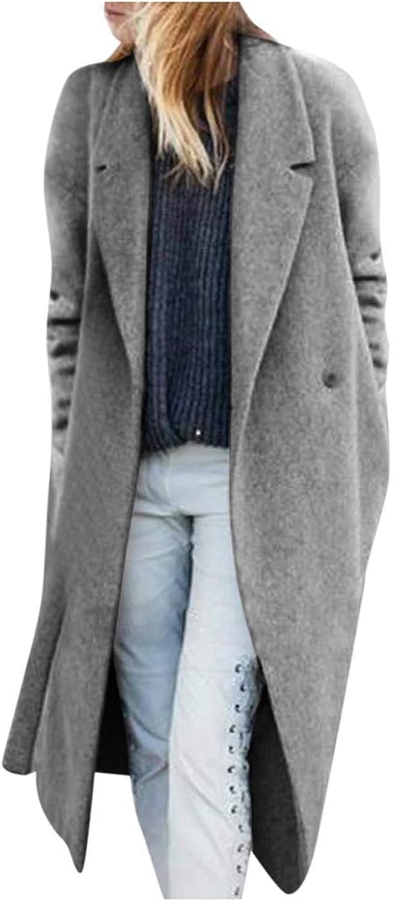 MOKBAY Wollmantel Damen - Eleganter Übergangsmantel Für Herbst Und Winter