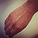 Unicra Club Hand Chain Crystal Tennis Bracelets Strand Sterling Bracelet for Women and Girls (Gold)