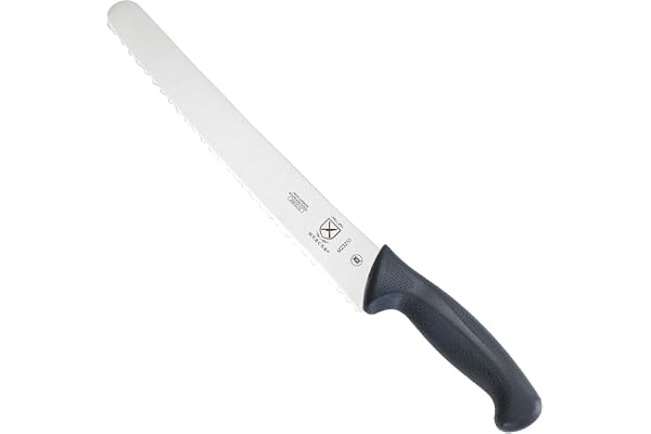 Mercer Culinary Millennia Bread Knife, 10-Inch Wavy Edge Wide, Black