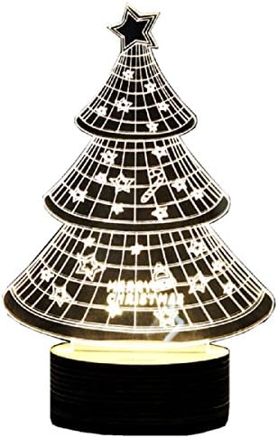 Pinron 3D Illusion Lamp Christmas Tree/Santa Claus/Elk/Snowman Acrylic 3D Light Creative Visual Tabletop Atmosphere LED Night Lights Energy-saving USB Light for Room Office Environment Decor