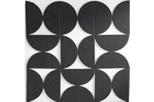 6-Piece Semi-Circle Felt Wall Tiles, Self-Adhesive Acoustic Panels for Home Office Decor, Modern Abstract Wall Art, Black