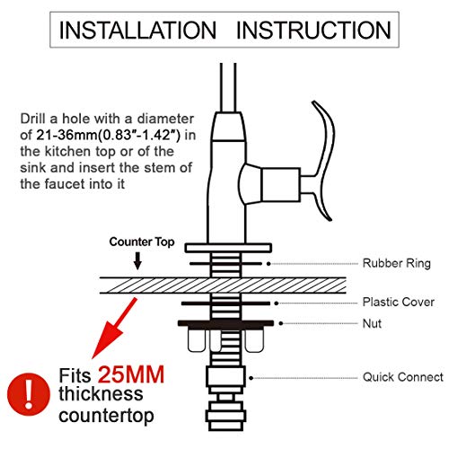 Lyty Drinking Water Filter Faucet Tap, SUS304 Stainless Steel Beverage Purifier Faucet, Beverage Purifier Faucet with 1/4-Inch Tubing Quick Connector