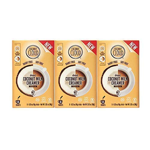 Coconut Cloud: Vanilla Dairy-Free Vegan Creamer | Coconut Powdered Milk + MCT Oil. Vegan, Minimally Processed (Plant Based, Non GMO, Gluten & Soy Free, Individual To-Go Sticks), 24 Sticks
