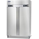 Coolake 48" W 2 Door Commercial Refrigerator and Freezer Combo, 36 Cu.ft 2 Section Stainless Steel Solid Door Fan Cooling Upright Reach in Freezer for Restaurant, Bar, Shop, Garage on Fridge.com