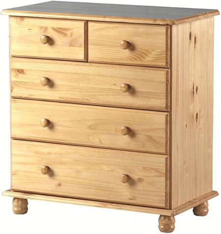 Sol Antique Pine 5 Drawer Chest 2 Over 3 Drawers Spacious