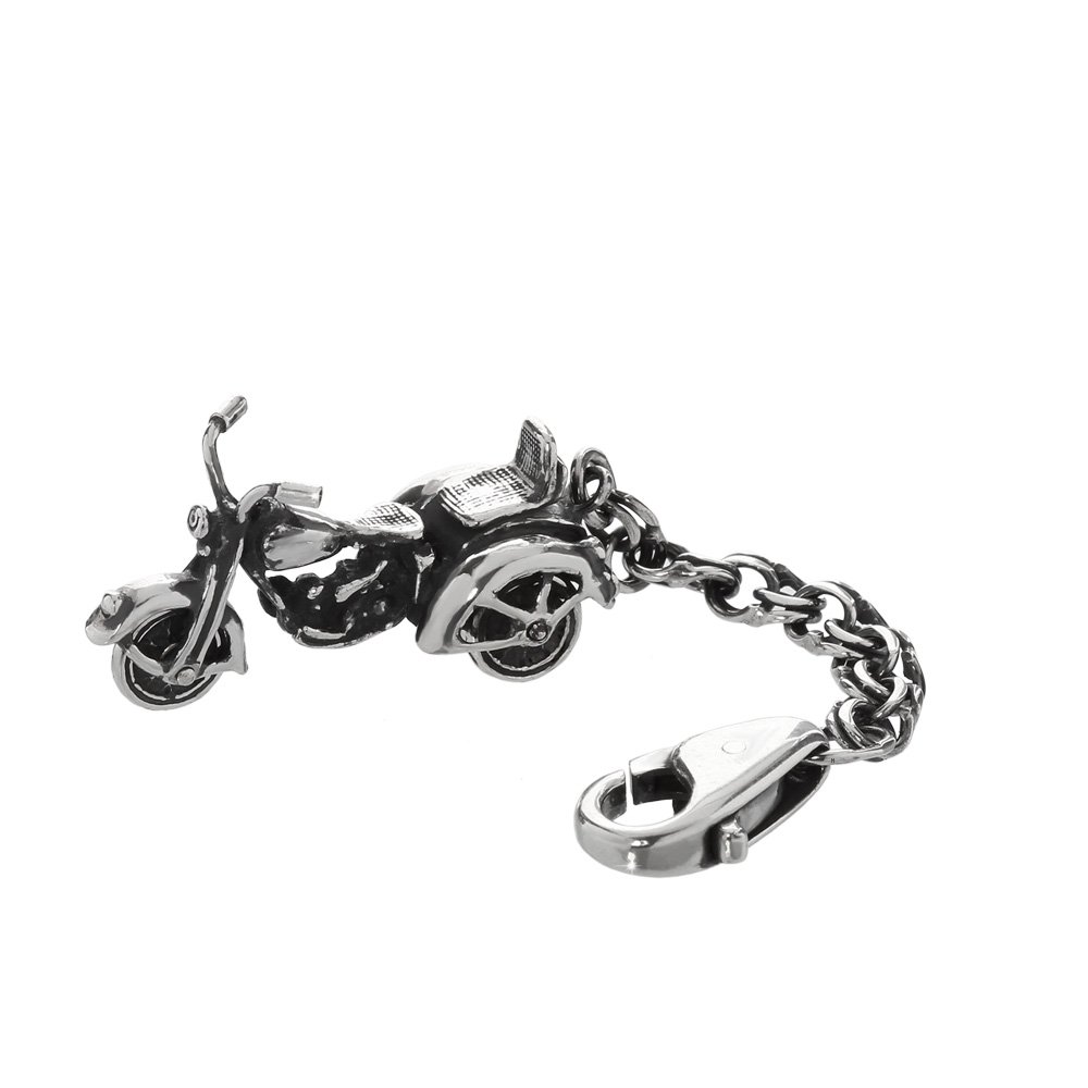 NKlaus Keyring 925 sterling silver on king chain 4cm motorbike bike 6160