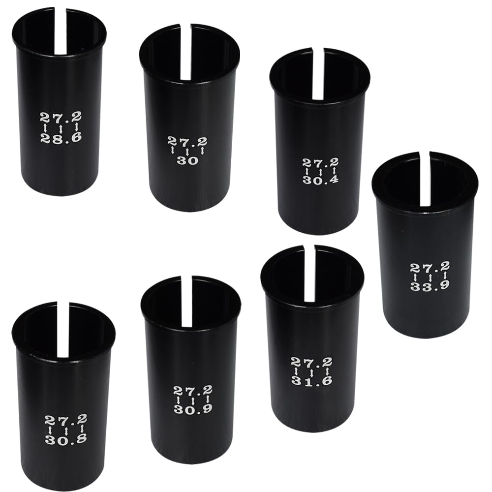 Lotatheta Set of 7 Sizes Bike Seat Post Adapter Shim Bicycle Seat Tube Conversion Sleeve Aluminum Alloy 27.2mm to 28.6/30/30.4/30.8/30.9/31.6/33.9mm 60mm Length for Road Mountain Bike MTB