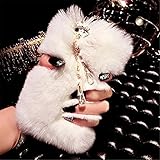 Aikeduo Iphone6s Case Handmade Bling Crystal Rabbit Fur Rhinestone Case Cover for Iphone 6s for 4.7inch High Quality Warm Cas (White)