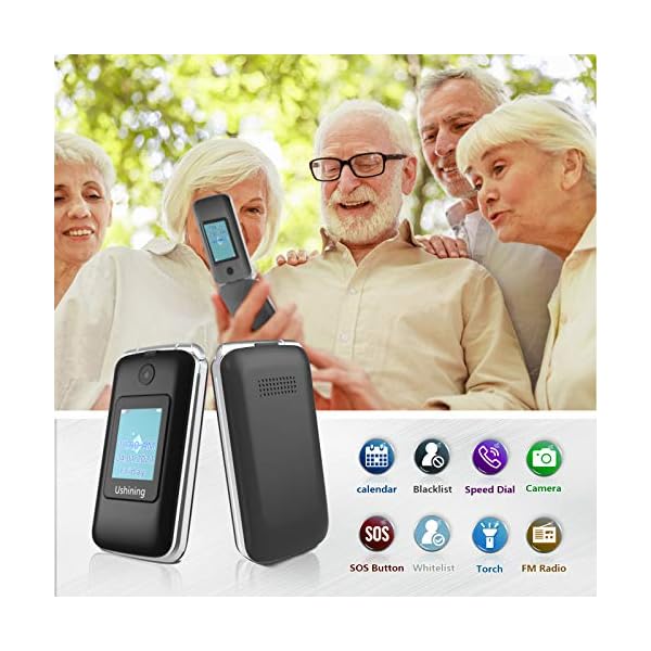 Fllip-Phone-for-Elderly-Dual-Sim-Free-Basic-Mobile-Phone-Unlocked-with-Charge-Dock-Big-Button-Pay-As-You-Go-Mobile-Phones-Easy-to-Use-for-Senior-black ukuu Seniors Mobile phone with 2.8 inch Large Colour Display, Big button and Big Volume Easy to Use for Elderly…