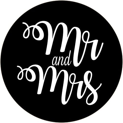 Mr & Mrs confetti bag pouches wedding favours labels stickers BLACK with WHITE text