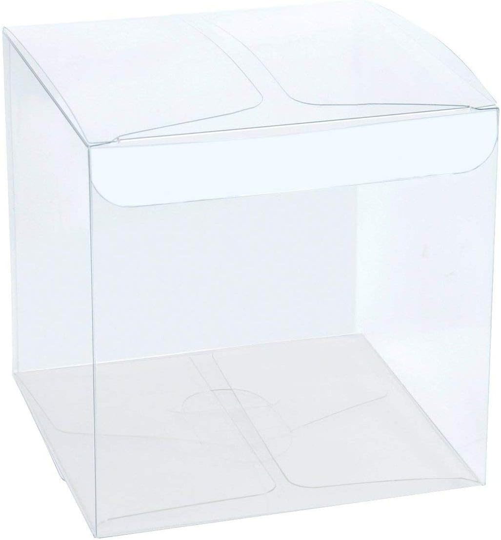 50 PZ Scatola trasparente pvc 5x5x8 cm portaconfetti bomboniera 0LNH