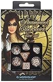Q-Workshop Steampunk Clockwork Caramel & White Dice Set (7 Piece)