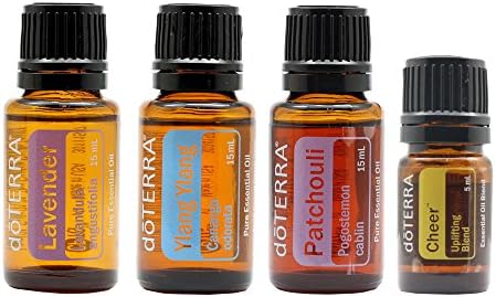doterra brand doTERRA Essential Oil Bundle Set, (Lavender 15ml, Ylang Ylang 15ml, Patchouli 15ml, Cheer 5ml), Therapeutic Grade Aromatherapy Pure &amp; Natural Essential oil