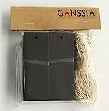GANSSIA Rectangle Shape Black Hang Tag for Garment with Free Cut Strings Pack of 100 Pcs 1.06