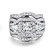 UOKOHO 3 Piece S925 Silver Engagement Rings Set Princess Cut Synthetic Diamond Halo Infinity Wedding Bridal Ring Band for Women Size 7