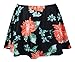 COCOSHIP Black & Pink Carnival Floral Women's Elegant A-line Skirted Bikini Bottom Skirt Swimsuit 12(FBA)