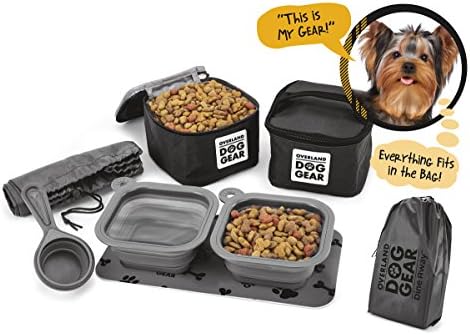Dog Travel Food Set For Small Dogs - 7pk Including Collapsible Bowls, Carriers, Scooper, Place Mat, Bag