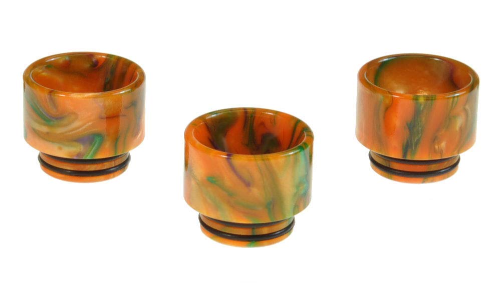 Armerah Anti Spit Back 810 Drip Tip eCig Mouthpiece Short/Extra-Wide Epoxy Resin 3 Pack Orange — image 1