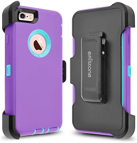 iPhone 6s Case, Eflistone(TM) Heavy Duty 4 Layer Built-in Touchable Screen Protector, Shockproof Hybrid Hard Shell Cover with Belt Clip&amp;Kickstand for iPhone 6 and iPhone 6s Case (Purple)