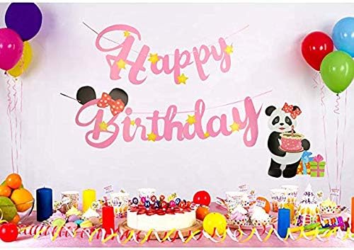 Rainbow Dreamz Big Panda Style Happy Birthday Banner Party Decorations for Girls (Pink)
