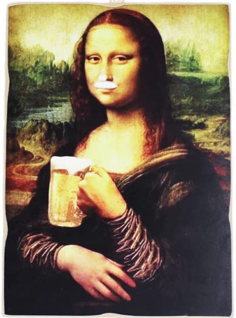 KUSTOM ART Magnet Magnet Vintage Style La Gioconda Mona Lisa L. Da Vinci Beer Print on Wood 10x6cm