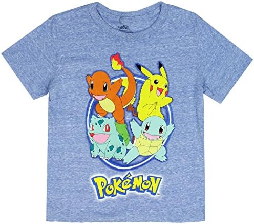 Pokemon Little Boys Graphic T-Shirt (5/6, Heather Blue)