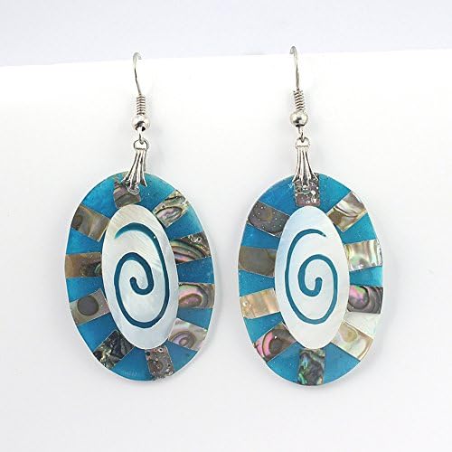 BEST FINISH ABOLENE SHELL FASHION JEWELRY .925 SILVER PLATED EARRINGS S24475 2.5 inches