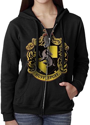 NEW Women Harry Potter Hufflepuff Quidditch Hoodie Sweatshirt Winter Full Zipper Side Pockets