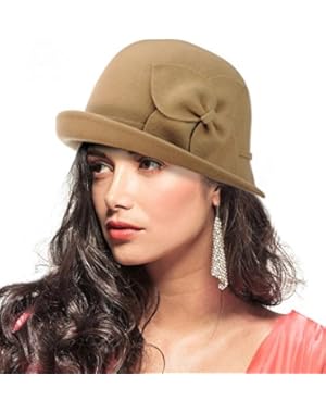 Exclusive Women's Floral Accent Wool Bell Cloche Bucket Hat