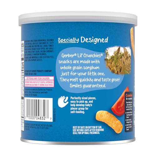 GERBER STAGE 3 BABY FOOD SNACKS, GARDEN TOMATO LIL’ CRUNCHIES, SNACKS FOR BABIES, BABY LED FEEDING