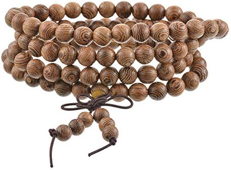 Beads Necklace Chain Bracelet Prayer Meditation Sandalwood Elastic Unisex Natural Wood Buddhist Rosary Mala Wrist（6mm/8mm /216）