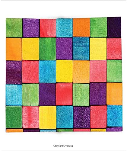 vipsung Throw Blanket with Abstract Decor Collection Colorful Blocks Abstract Cube Shapes Entertaining Vibrant Colors Creativity Super Soft and Cozy Fleece Blanket