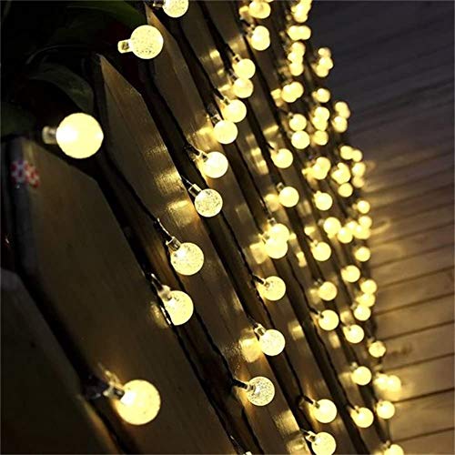 Solar Lichterkette Aussen, 30Leds Kristall Kugeln Außenlichterkette Warmweiß, Wasserdicht IP65 8Modi Außen Deko für Garten Balkon Terrasse Party