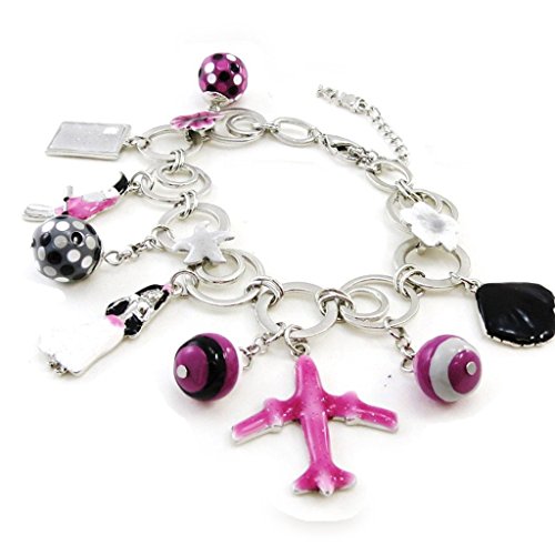 Bracelet 'french touch' 'Vahine' pink black.