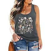 MK Shop Limited Plus Size Vintage Flower Graphic Tank Tops Women Summer Classic Sleeveless Cute O-Neck Loose Fit Shirt Tank