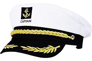 Captain's Yacht Sailors Hat，Adult Gold Embroidery Anchor Skippers Cap for Party for Fraternity Decoration Sorority Gifts