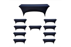 Banquet Tables Pro Bulk 10 Pack Case Stretch Spandex Table Covers (Black, 18x72 Training)
