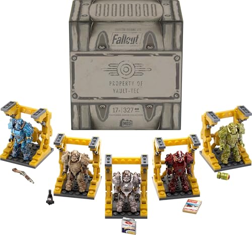 Mega Fallout - Juguete de construcción de Figuras de acción, colección T-60 Power Armor con 327 Piezas, 5 Micro Figuras de acción y Accesorios, para coleccionistas