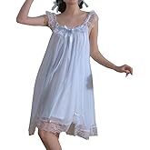 SINGINGQWEEN Womens' Lace Nightdress Vintage Chemises Summer Sleepwear Lounger Pajamas Victorian Housedress Bridal Nighties