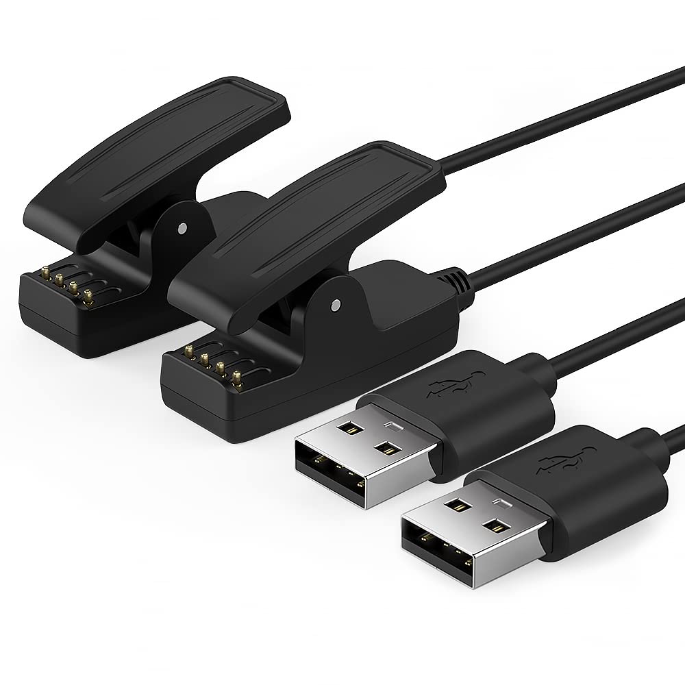TUSITA [2-PACK Charger Compatible with Garmin Lily, Forerunner 35 35J 230 235 630 645 Music 735XT, Approach G10 S20, Vivomove HR, ForeAthlete 35J - USB Charging Cable 100cm - Smartwatch Accessories