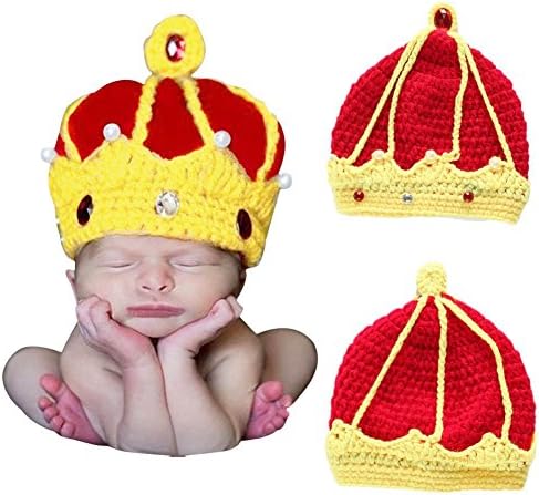 Funny Party newborn baby Crown Prince super cute hats Knitted Crochet Costume Photo Photography Prop