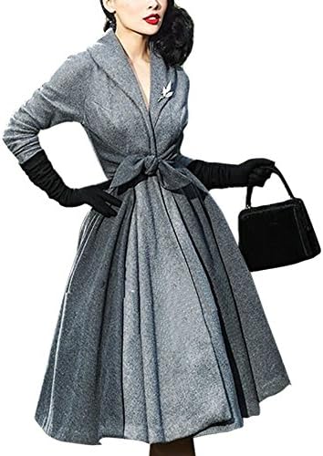Vintacy Women's Long Coat Trench Windbreaker Parka Outwear Cardigan Bowknot Belt Big Hem Trench Coat