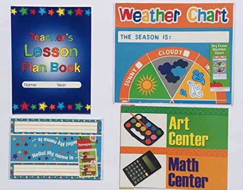Teacher's Lesson Plan Book Planner Learning Center Headers Weather Chart Student Desk Name Tags Nameplates