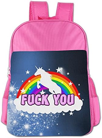 XIAOHU Unicorn Rainbow Fck You For 4-15 Children Outdoor Bookbag Backpack Pink