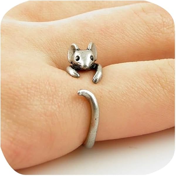 Vintage 925 Sterling Silver Zodiac Animal Rat Ring Mouse Jewelry