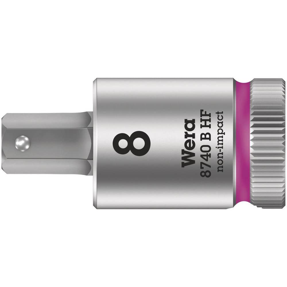 Wera 8740 B HF Zyklop In-Hex-Plus holding function bit socket, 3/8" drive, 8x38.5mm, 05003039001 , Pink
