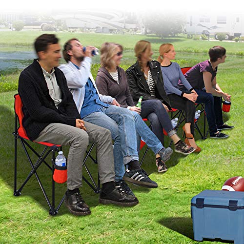 BenefitUSA Folding Sports 6 Seater Sideline Portable Bench with Storage Bag and Carry Bag (Red)