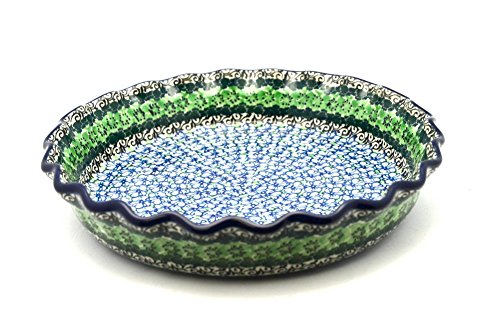 Polish Pottery Baker - Pie Dish - Fluted - Kiwi