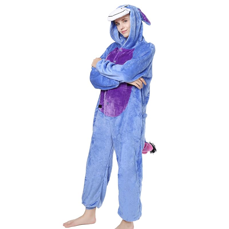 NC Joystart Adult Onesie Animal Pajamas Unisex Carnival Halloween Cosplay Costume Sleepwear (Small, Donkey)